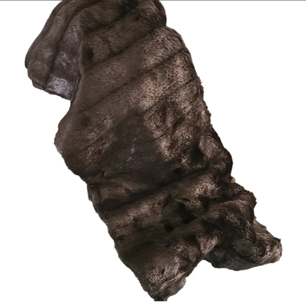 VINTAGE HANDMADE Luxe Faux Fur Long Capelet Cape Scarf Stole Wrap Hollywood Glam - Picture 13 of 14